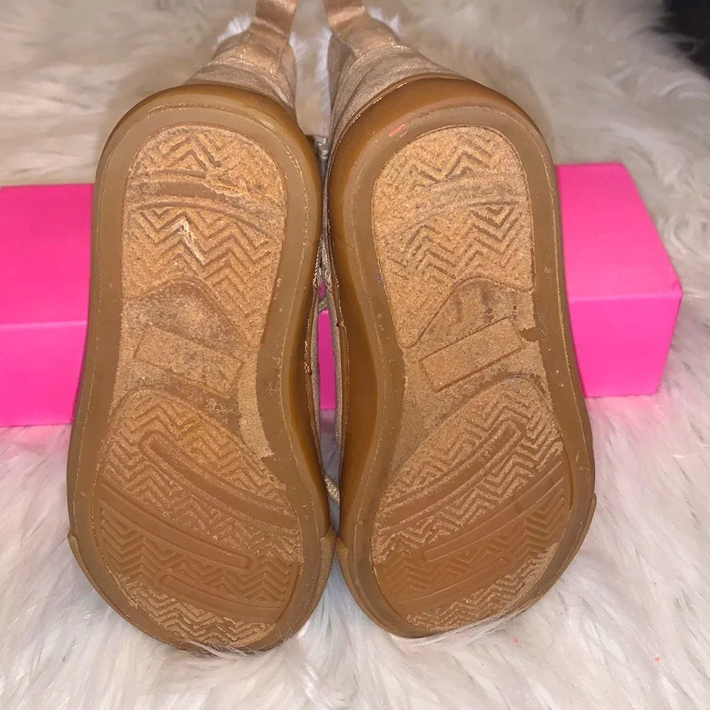 Gymboree Fleece Lined Side Zip Winter Boots Size 9 Tan/Gold